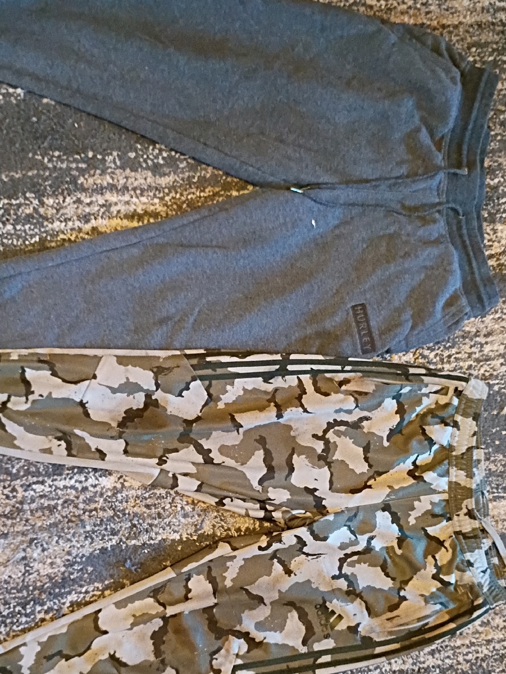 Hurley Charcoal Sweatpants with Olive & Tan Camo Track Pants